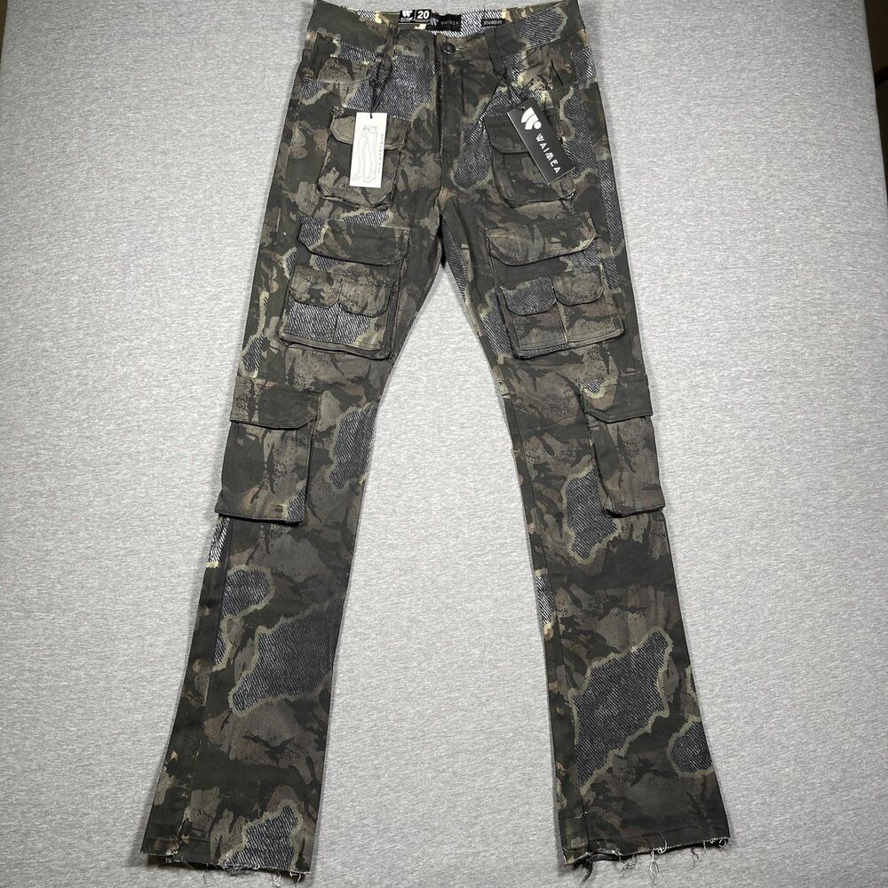 Waimea Cargo Pants Womens 20 Green Camo Stacked Fit Slim Twill Hunter Outdoor - Picture 1 of 14